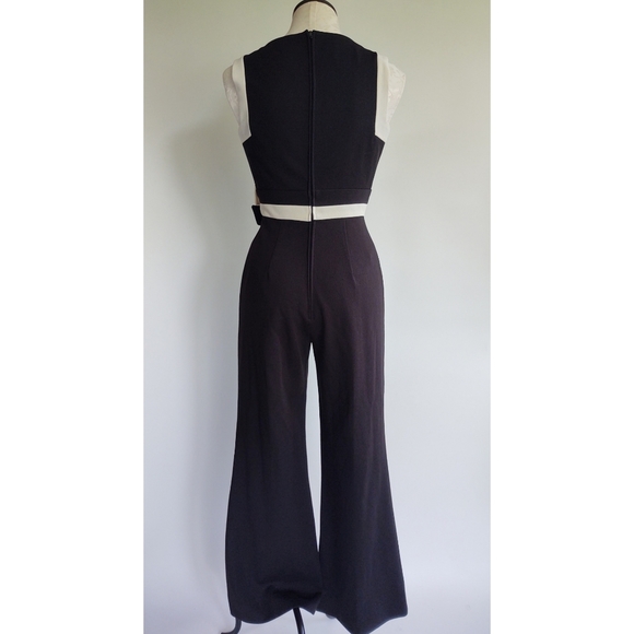 Vintage 60's / 70's Jumpsuit Black & White Bow Tie Detail Zip Back - Picture 3 of 9